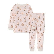 Burt's Bees Baby Girls 2-Piece Pajama Set: Tee and Pants, 100% Organic Cotton, 12M-5T