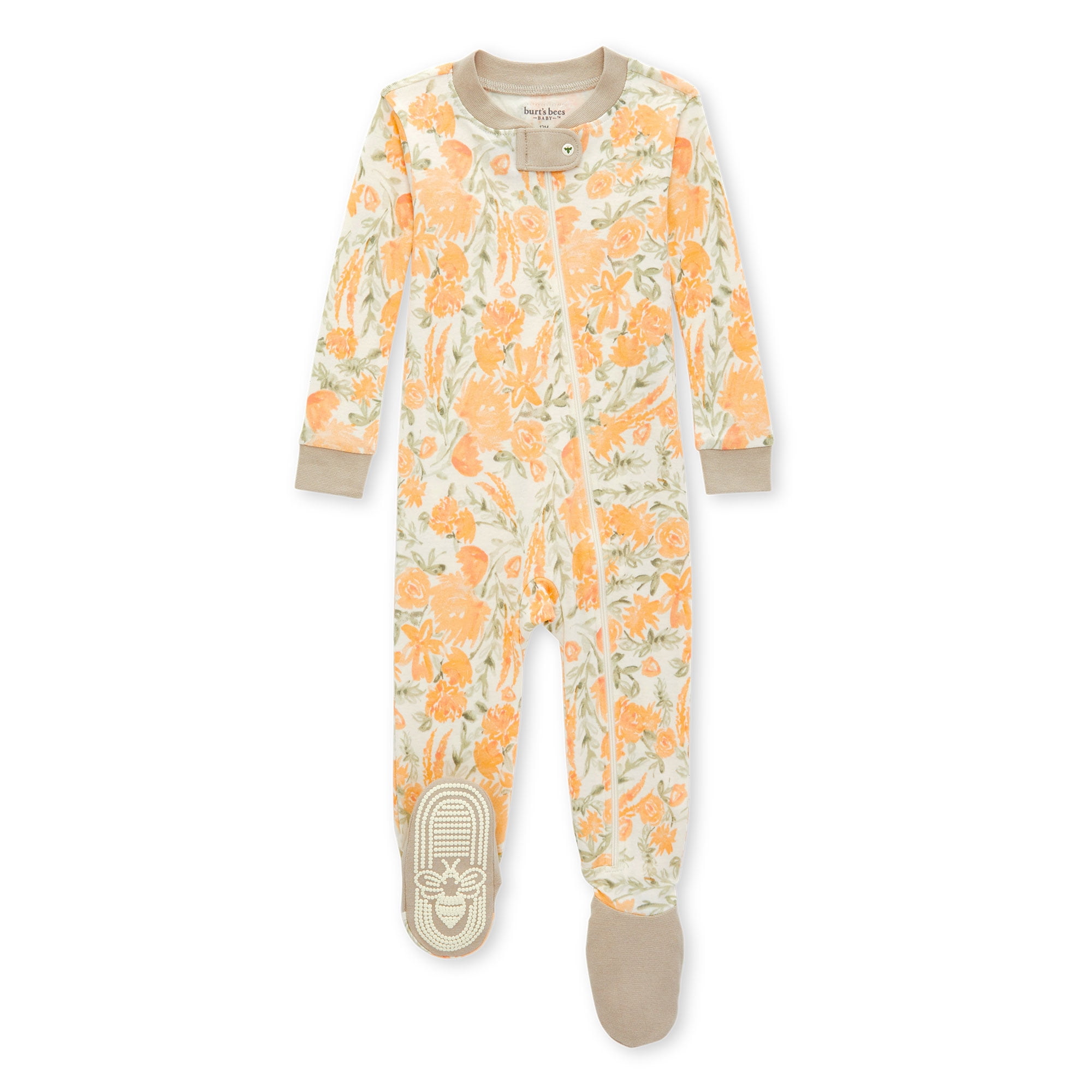 Burt s Bees Baby Organic Cotton Baby One Piece Sleeper Pajama Sizes 12 Months 24 Months