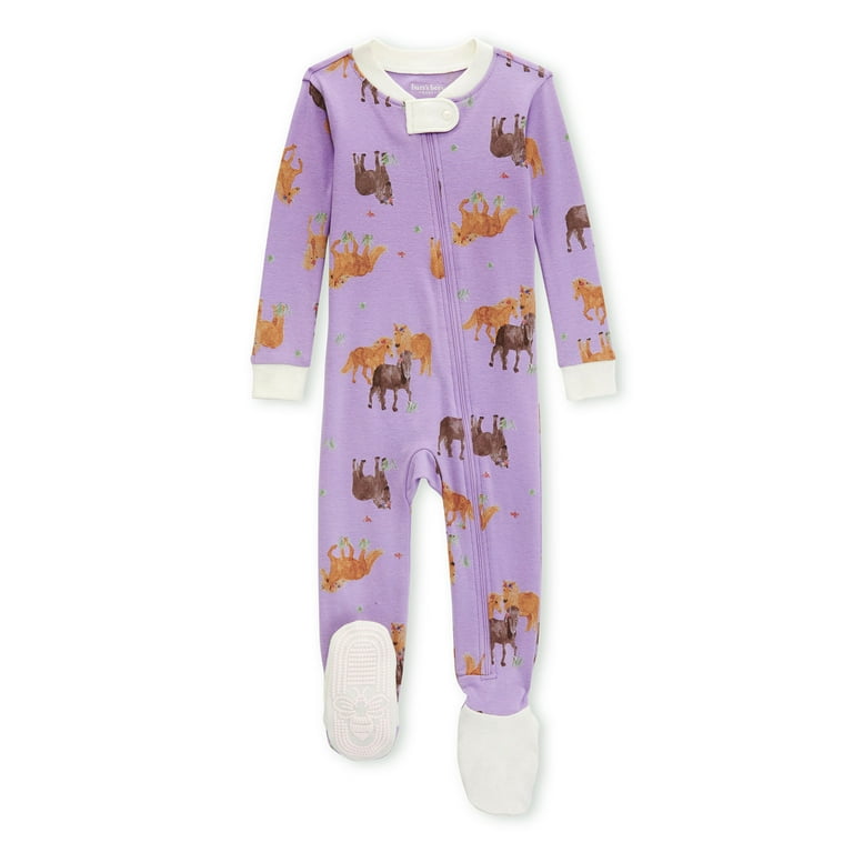 Burt s Bees Baby Girls Sleeper 1 Piece Snug Fit Footed Pajamas 12M 24M