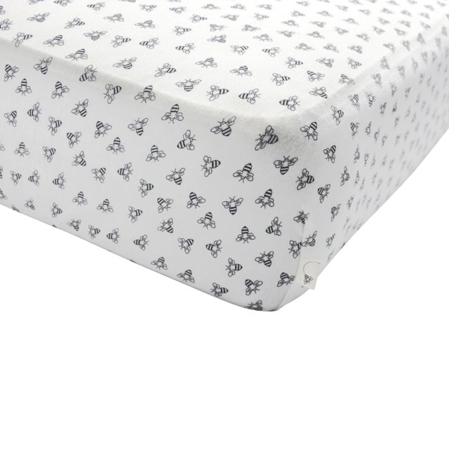 Burt's Bees Baby Honeybee Print Organic Crib Sheet, Blueberry
