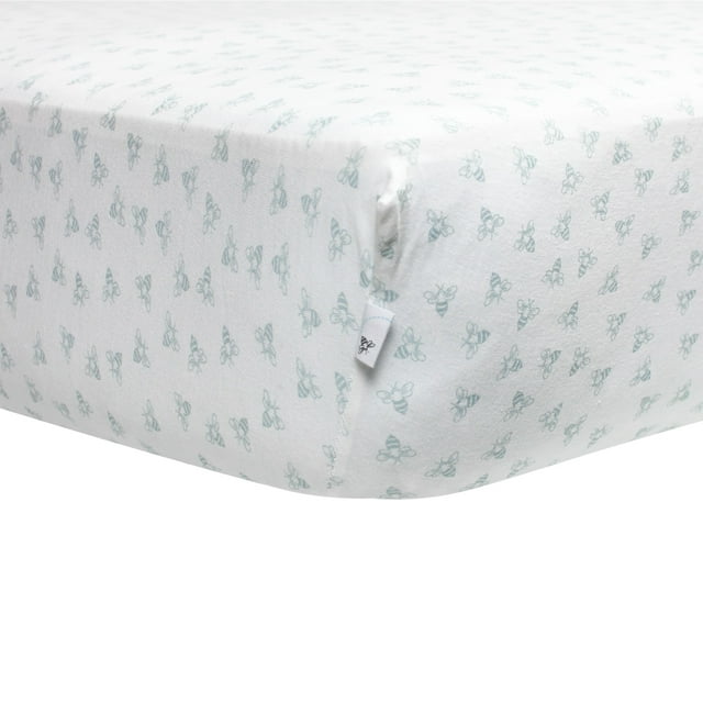 Burt's Bees Baby Honeybee Print Organic Crib Sheet, Sky