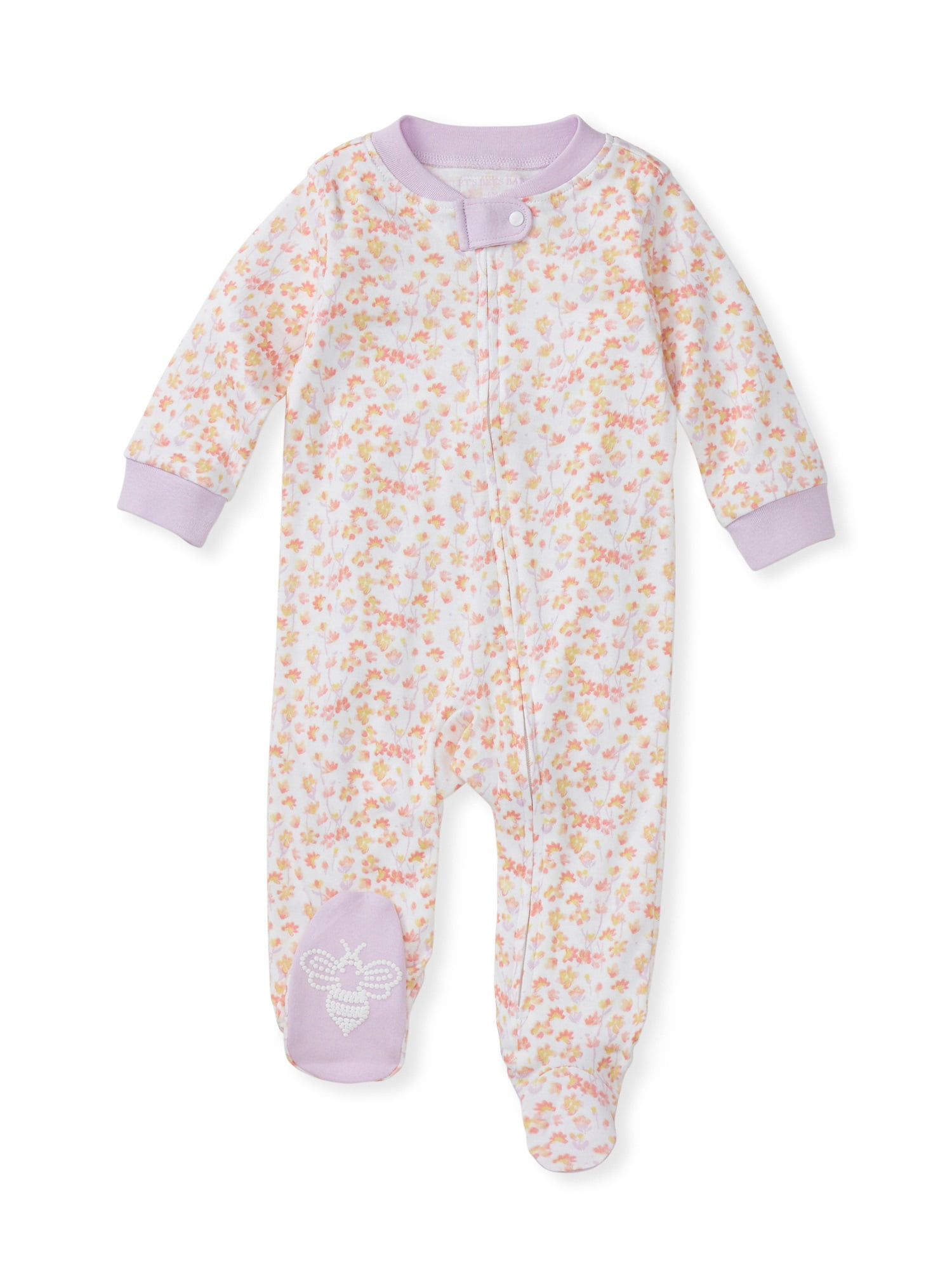 Burt's Bees Baby Newborn Baby Girl Organic Cotton Petal Rain Sleep 'N Play Footed Pajamas