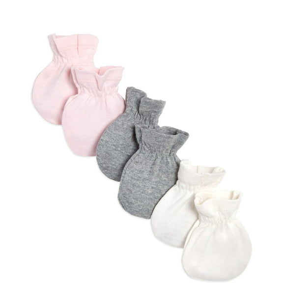 Burt's Bees Baby Organic Baby Girl Newborn Scratch Mittens, 3-Pack