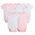 thumbnail image 1 of Burt's Bees Baby Organic Baby Girl Short Sleeve Bodysuits, 5-Pack, 1 of 7