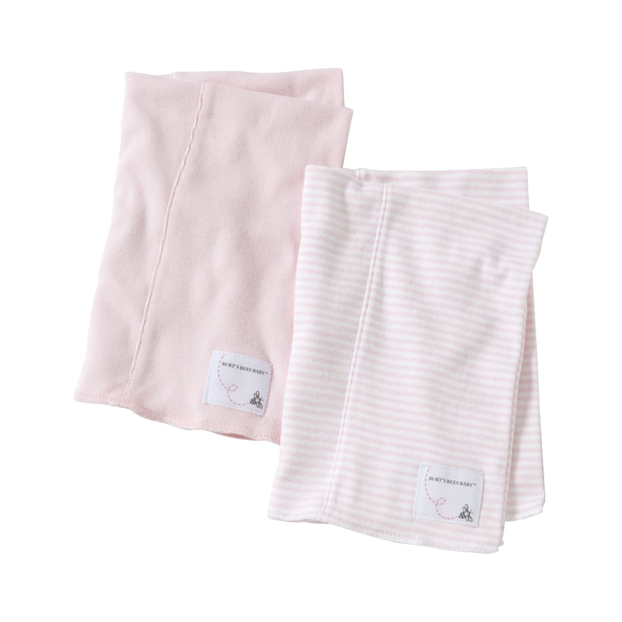 Burt's Bees Baby Organic Burp Cloths, Solid and Stripe, Blossom, 2 Ct