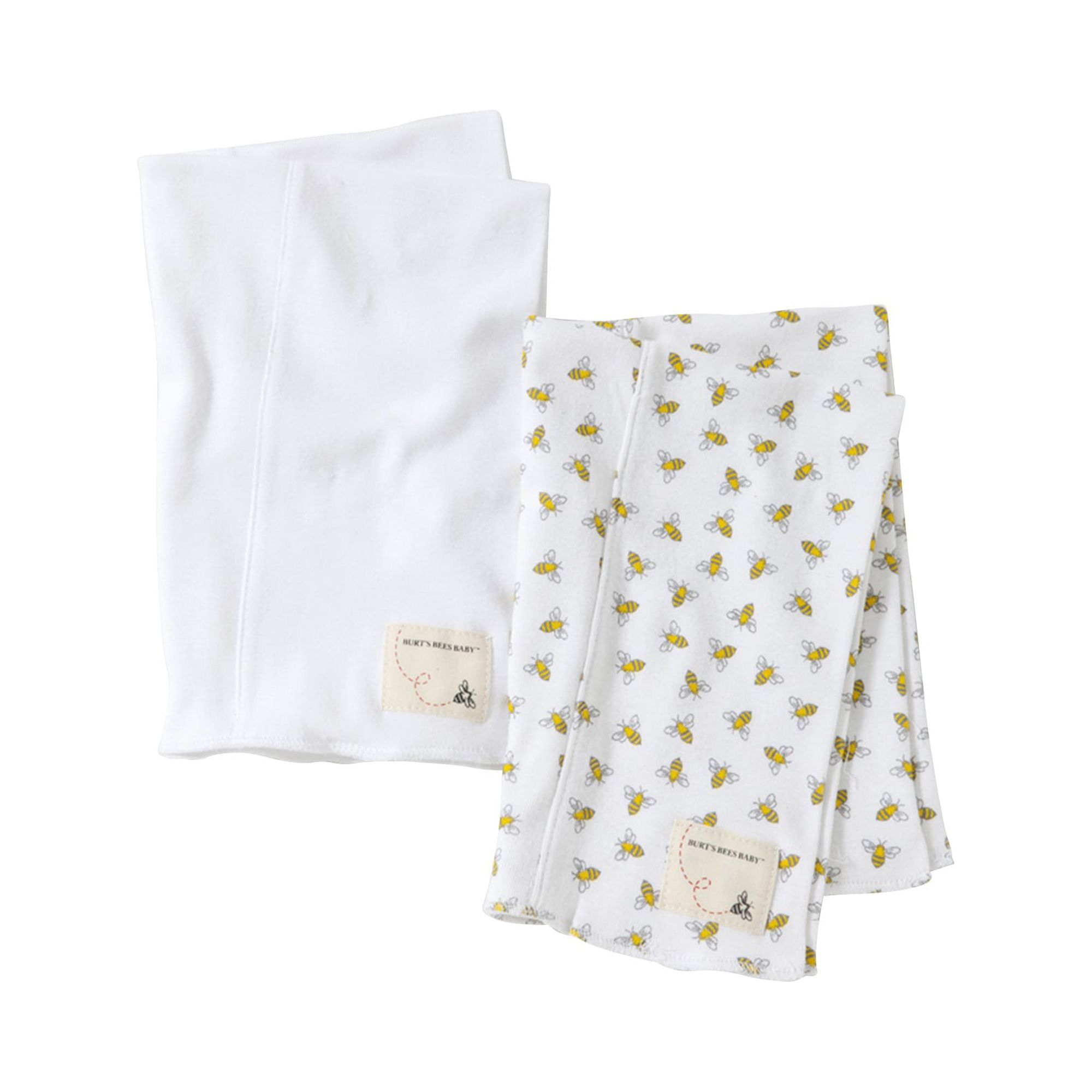 Burt's Bees Baby Organic Burp Cloths, Solid and Stripe, Cloud, 2 Ct