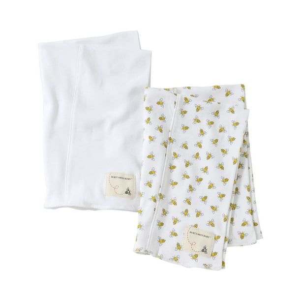 Burt's Bees Baby Organic Burp Cloths, Solid and Stripe, Cloud, 2 Ct