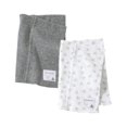 Burt's Bees Baby Organic Burp Cloths, Solid and Stripe, Heather Grey, 2