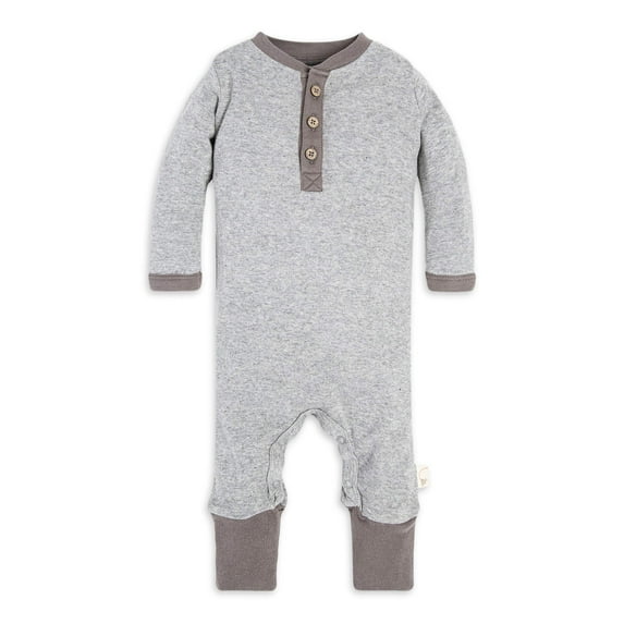 Burt's Bees Baby Organic Cotton Baby Boy Henley Coverall, Sizes Newborn- 6/9 Months