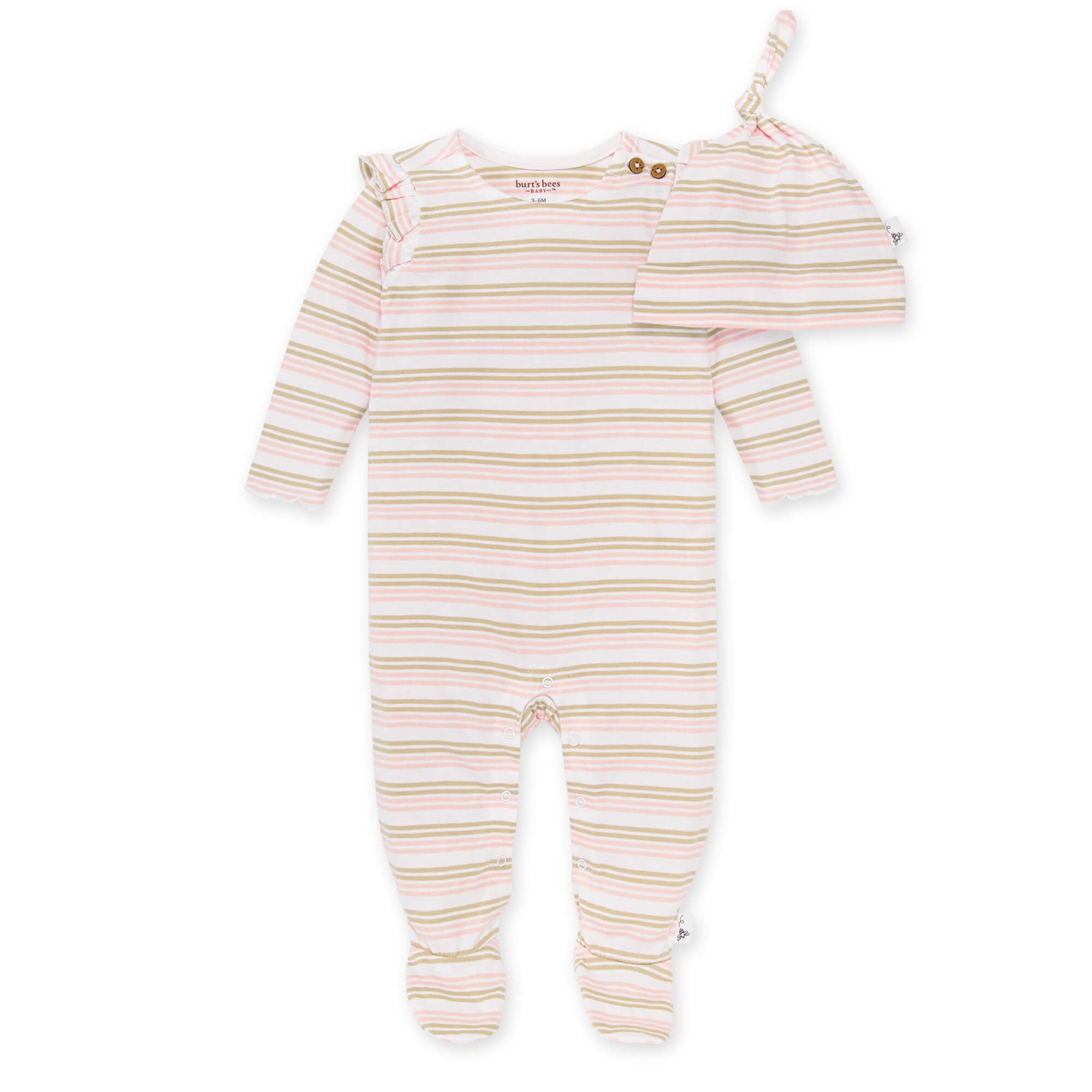 Burt's Bees Baby Organic Cotton Baby Jumpsuit & Knot Top Hat