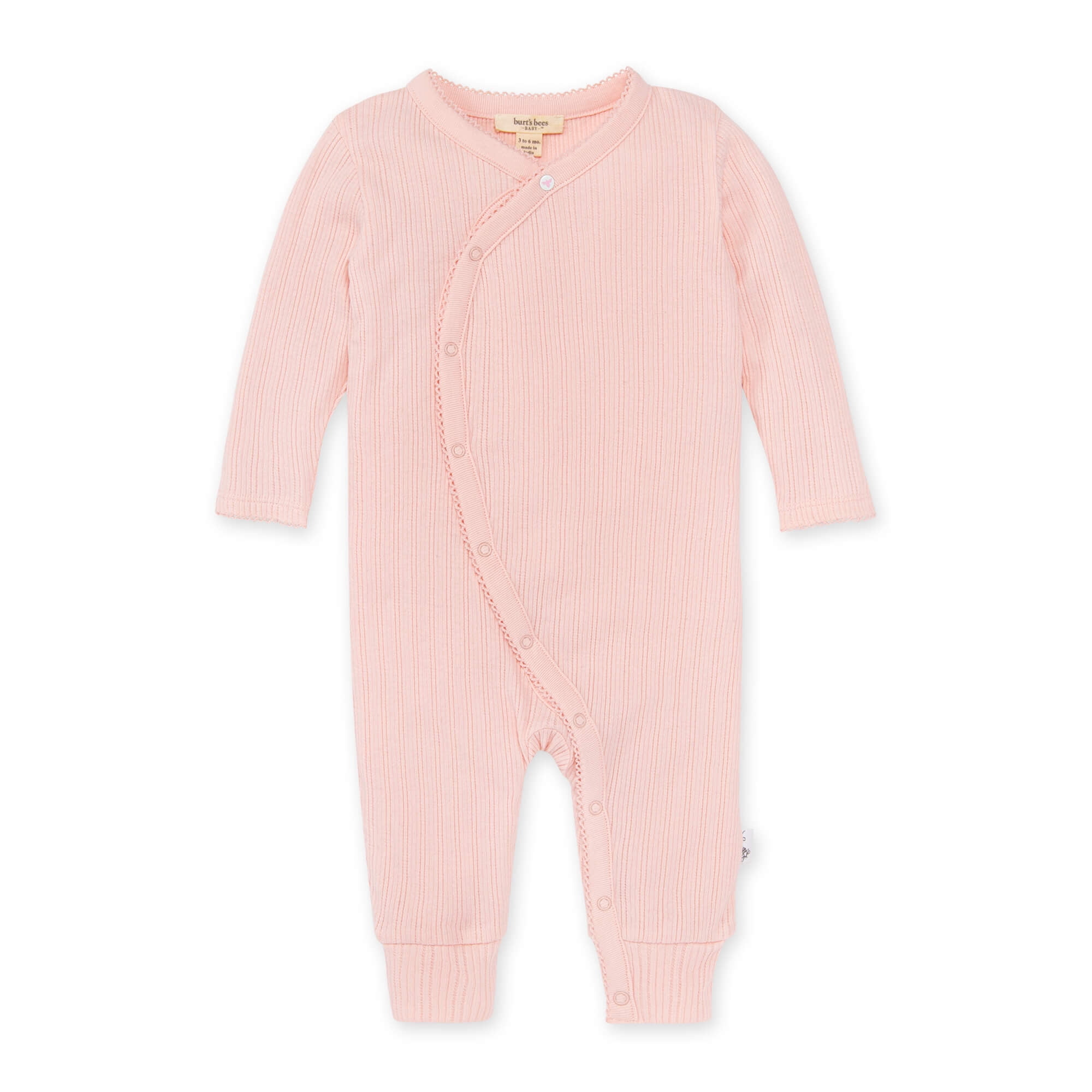 Organic Cotton Baby Girl Side Snap Coverall, Sizes Newborn- 12 Months