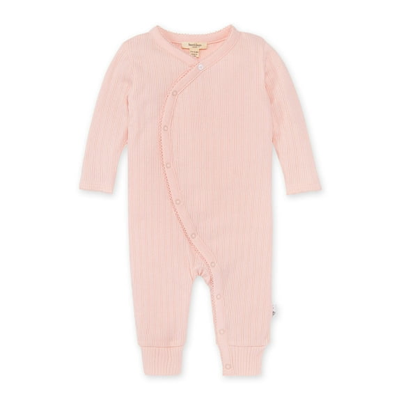 Burt's Bees Baby Organic Cotton Baby Girl Side Snap Coverall, Sizes Newborn- 12 Months