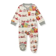 BURT'S BEES BABY Organic Cotton Baby Holiday One Piece Footed Sleep 'N Play, Sizes Newborn-6/9 Months