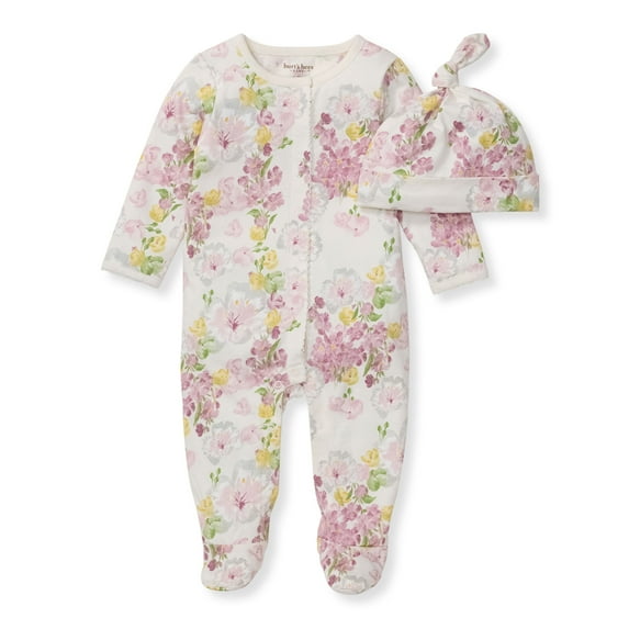 Burt's Bees Baby Organic Cotton Baby Jumpsuit & Knot Top Hat, Sizes Newborn-12 Months