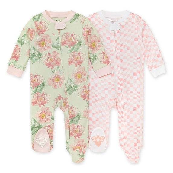 Burt's Bees Baby Organic Cotton Baby One Piece Sleep 'N Play, 2 Pack, Sizes Newborn-6/9 Months