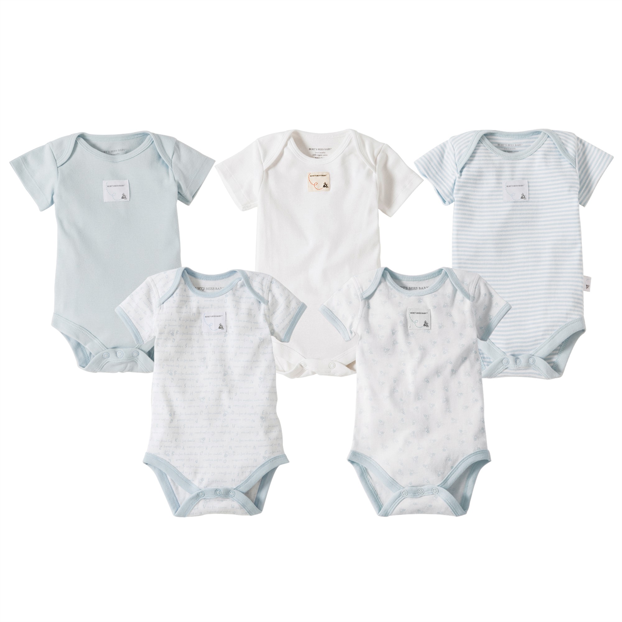 Burt's Bees Baby Organic Short Sleeve Bodysuits, 5pk (Baby Boys