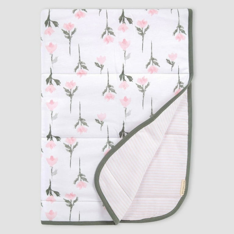 Burt s Bees Baby Rosy Spring Reversible Blanket Walmart