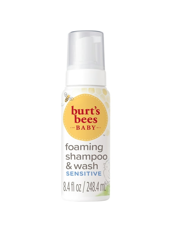 Burt's Bees Baby Sensitive Foaming Shampoo and Wash, Fragrance Free, Tear Free, Pediatrician Tested, 97.5% Natural Origin, 8.4 Fluid Ounces