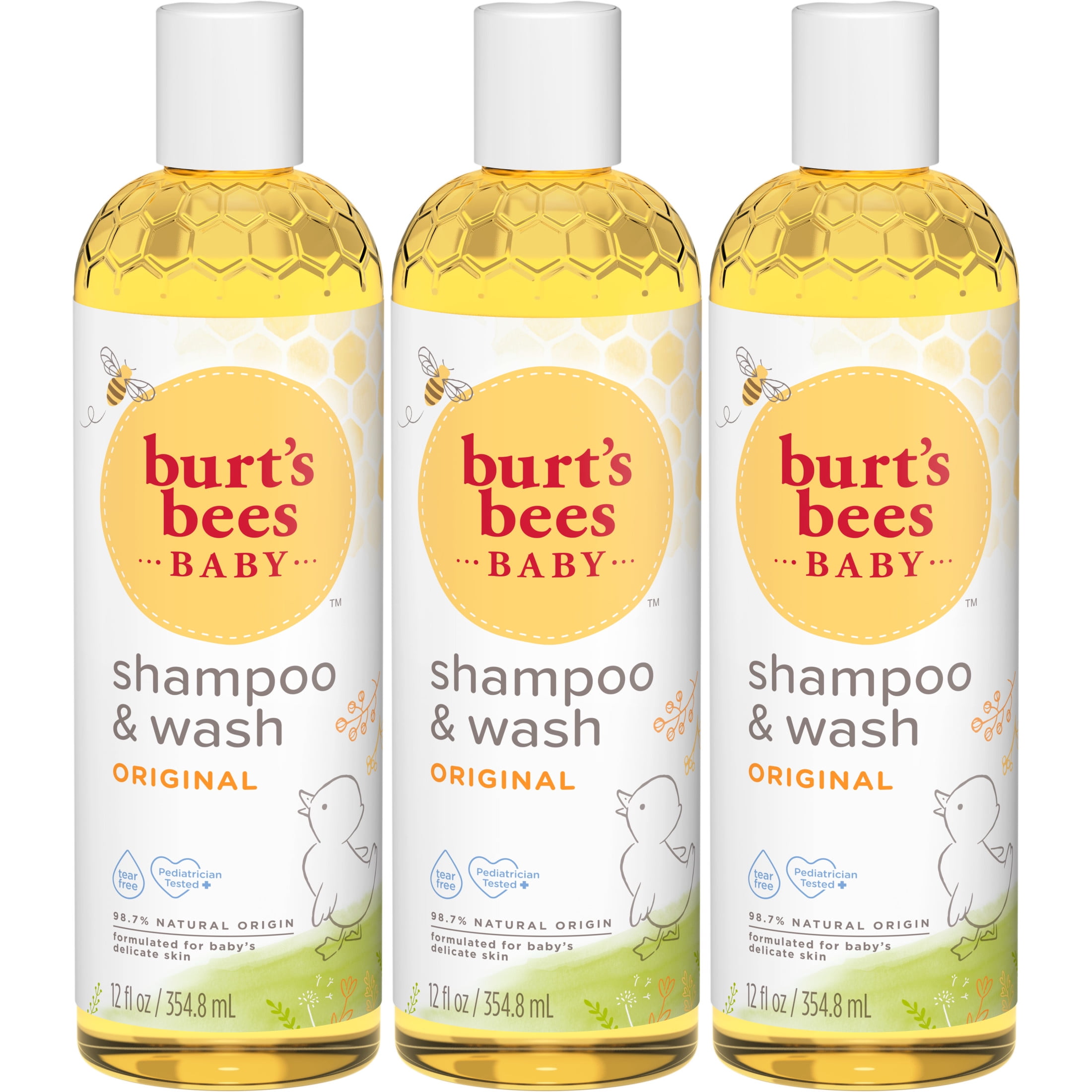Burt's Bees Baby Shampoo and Wash, Original, Tear Free, Pediatrician Tested, 98.7% Natural Origin, Pack of 3