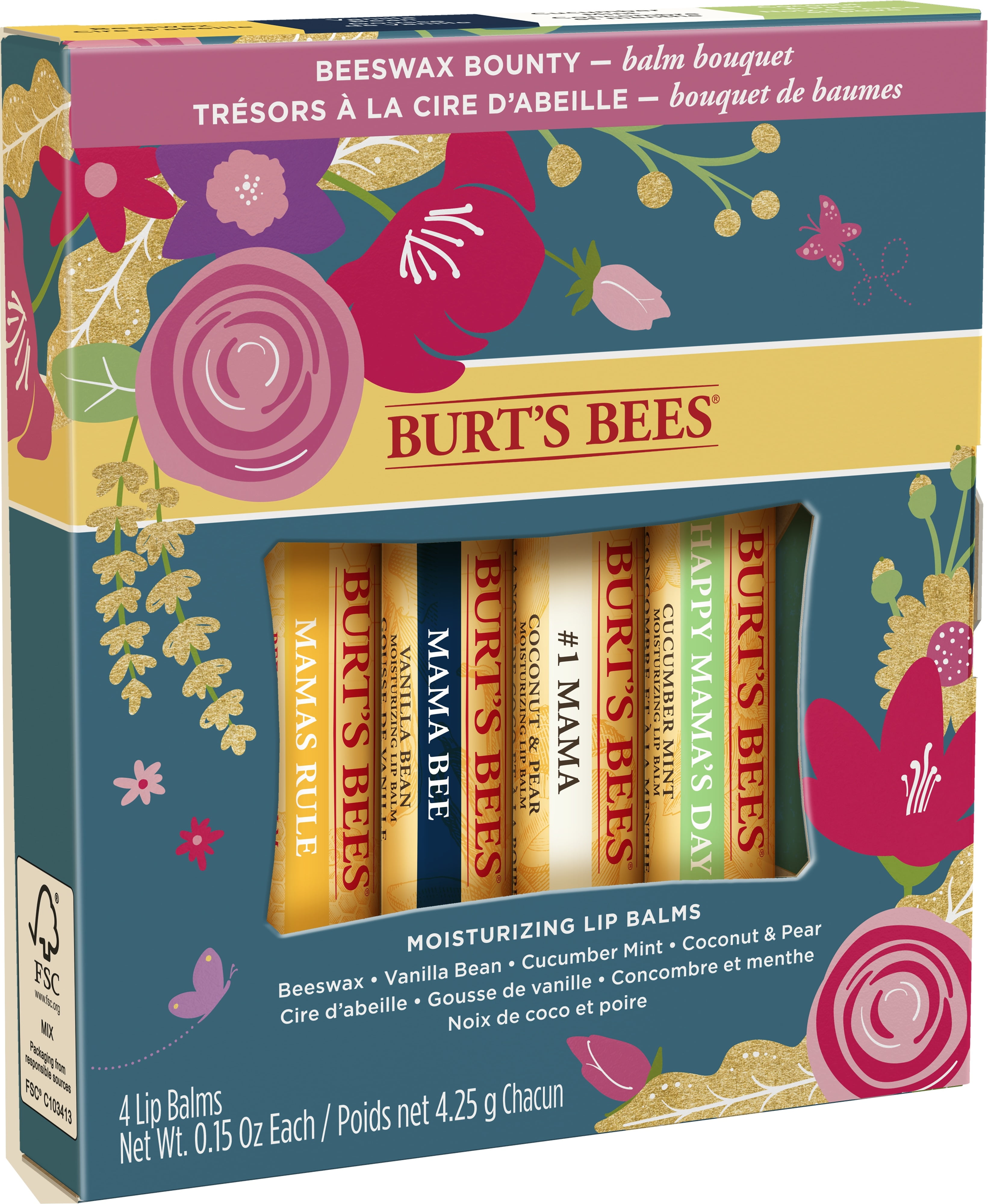 Burt's Bees Balm Bouquet Lip Balm Mother?s Day Gift Set, 4 Lip Balms