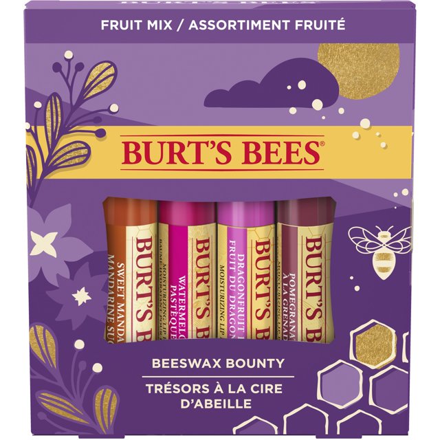 Burt's Bees Beeswax Bounty Fruit Mix Lip Balm Holiday Gift Set, 4 Tubes