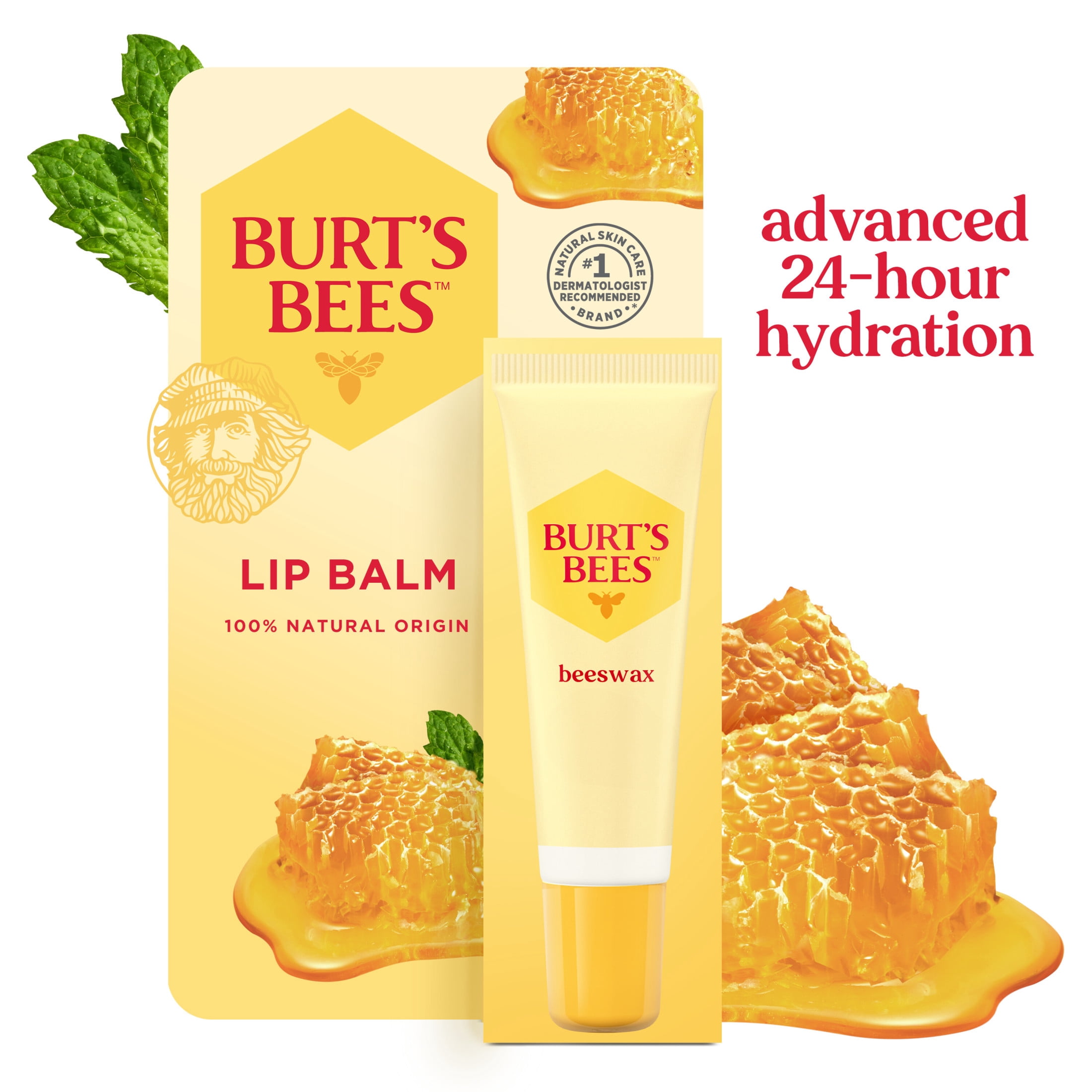 Burt's Bees 24-Hour Hydrating 100% Natural Origin Lip Balm, Peppermint