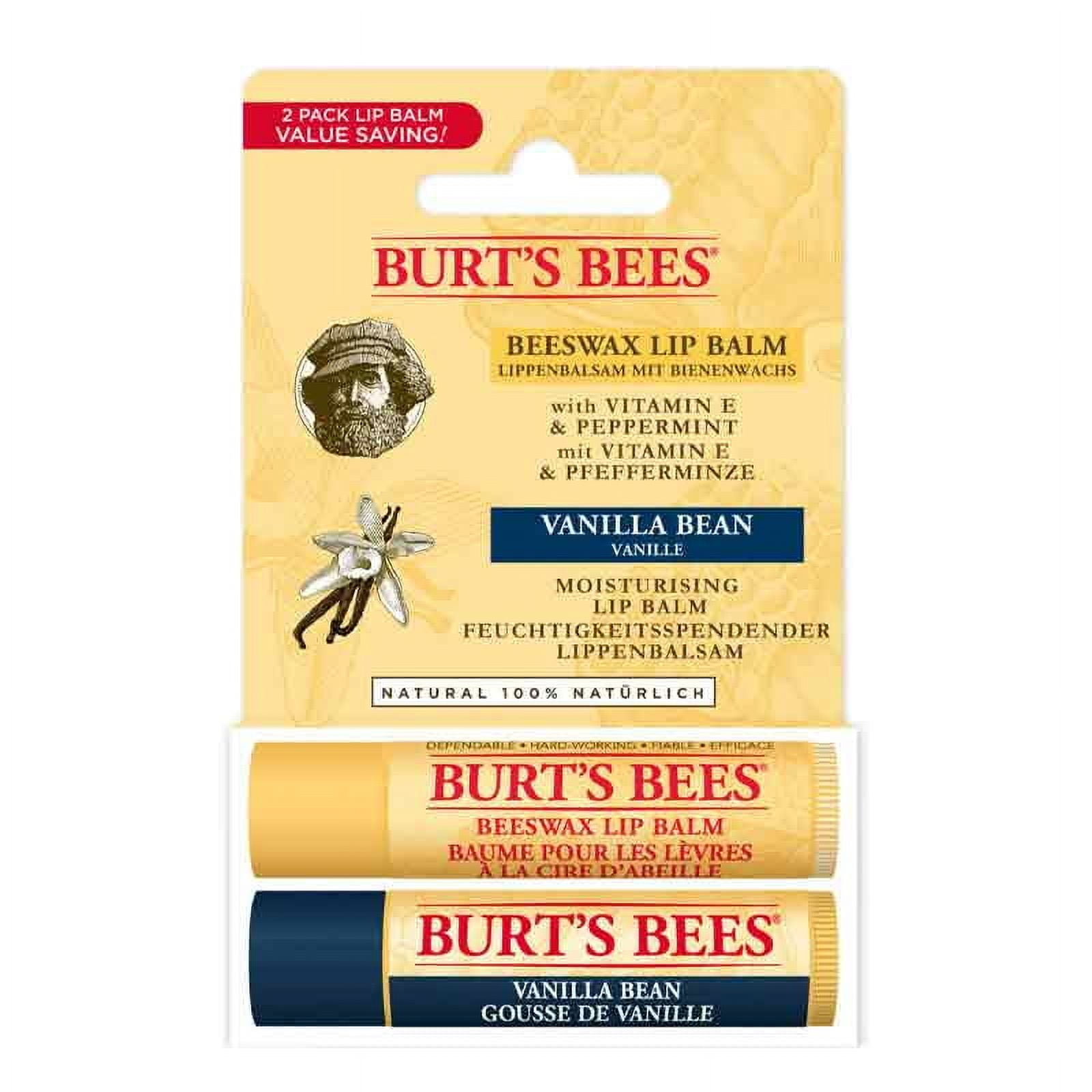 Burt's Bees Beeswax & Vanilla Lip Duo Contains Beeswax Lip Balm And