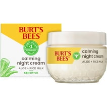 Burt's Bees Calming Night Cream with Aloe and Rice Milk for Sensitive Skin, 1.8 Fluid Ounces