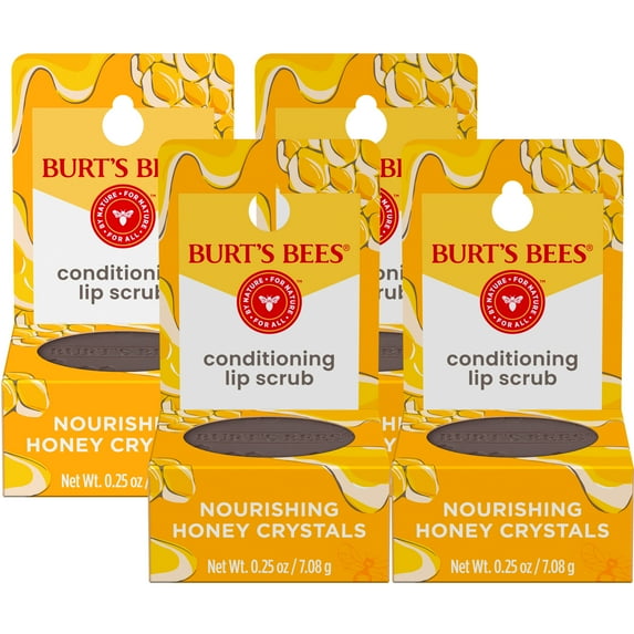 Burt's Bees Conditioning Lip Scrub, With Nourishing Honey Crystals, 0.25 oz., Pack of 4