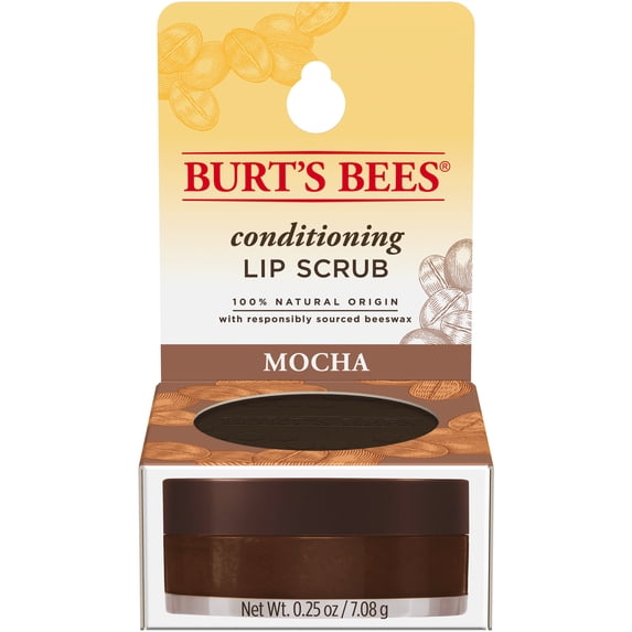 Burt's Bees Conditioning Mocha Lip Scrub, 0.25 oz brown lip exfoliator with coffee grounds