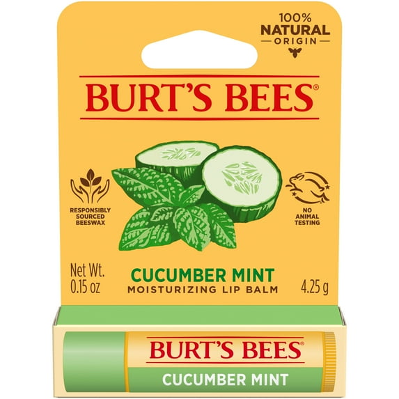 Burt's Bees Cucumber Mint Lip Balm, 1-Pack, 0.15 oz.