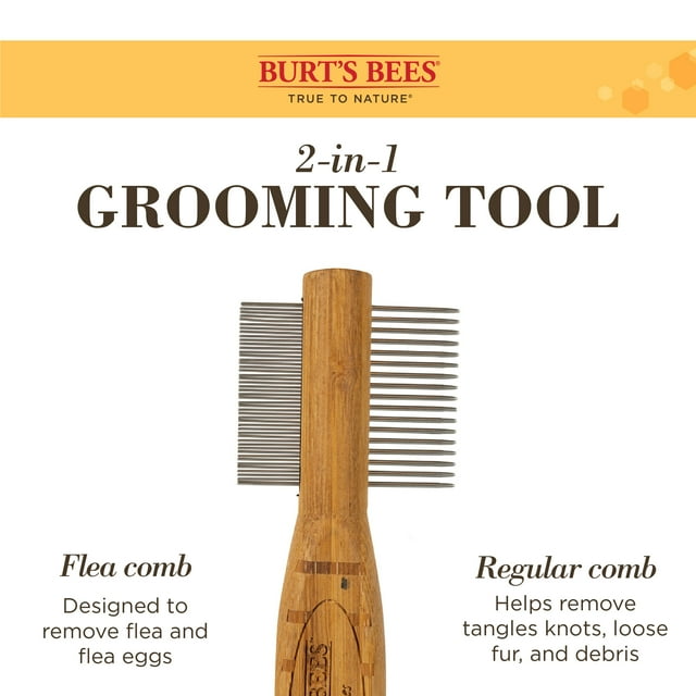 Burt's Bees Dog and Puppy Double Sided Comb, 2-in-1 Removes Fleas & Flea Eggs