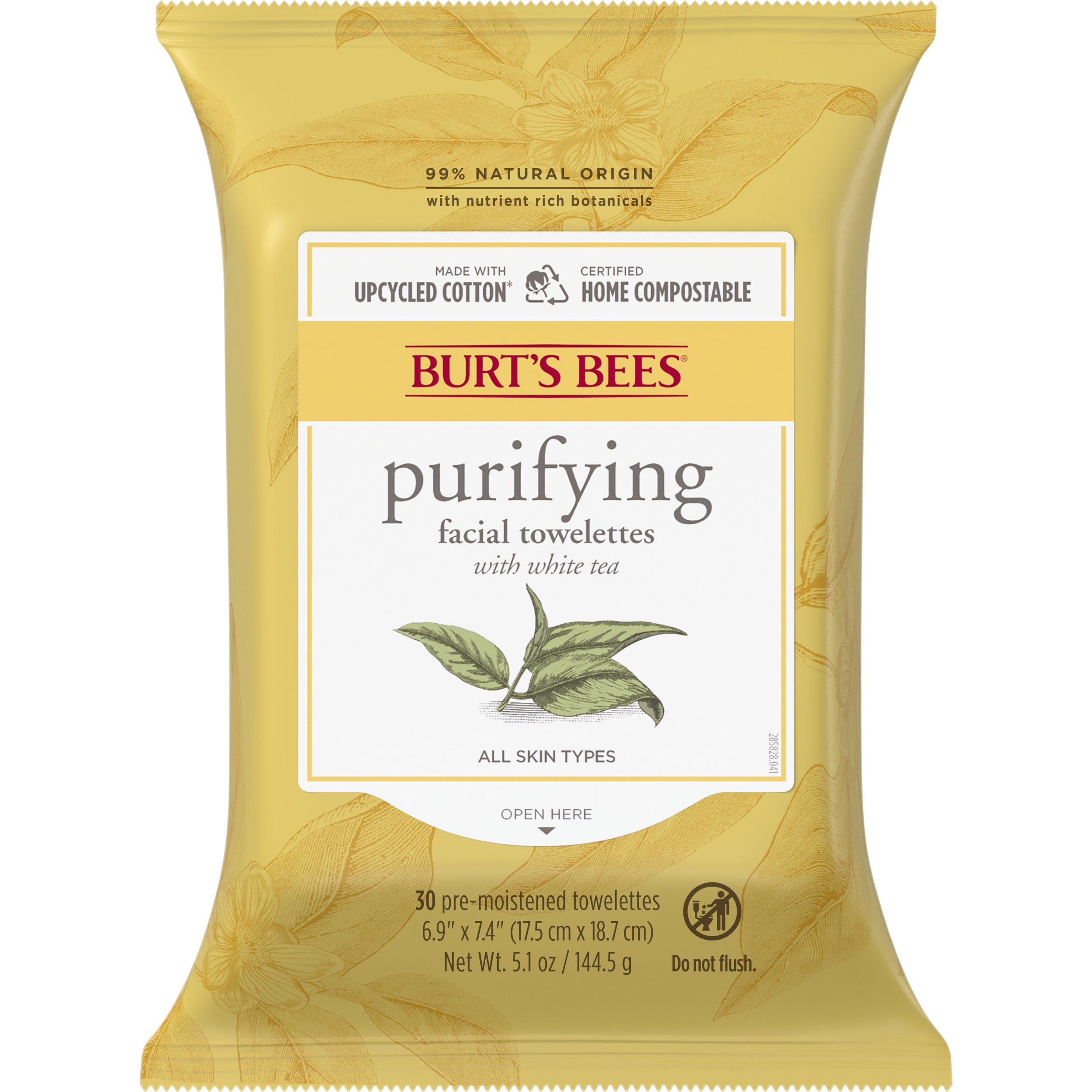 Burt's Bees Purifying White Tea Facial Wipes, 30 Count