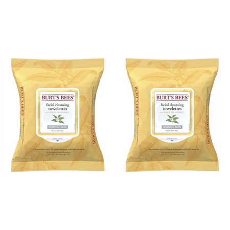 Burt's Bees Facial Cleansing Towelettes for Normal Skin with White Tea Extract, 60 Count 2 Pack