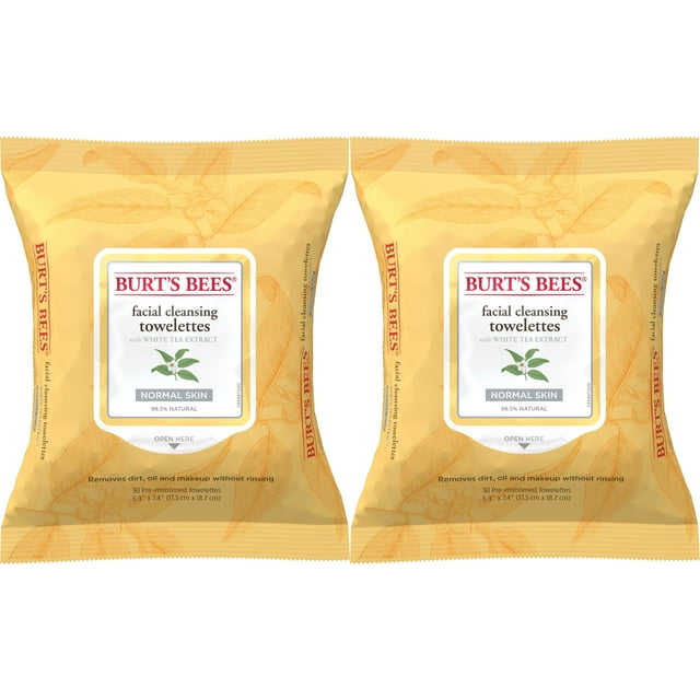 Burt's Bees Facial Cleansing Towelettes for Normal Skin with White Tea