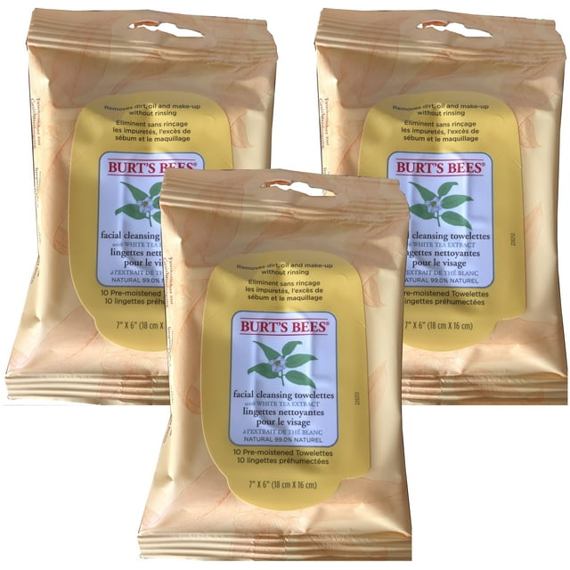 Burt's Bees Facial Cleansing Towelettes with White Tea Extract, 10