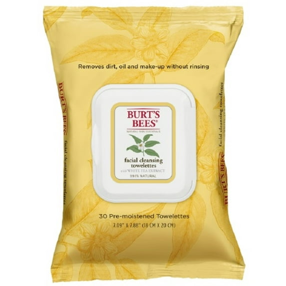 Burt's Bees Facial Cleansing Towelettes with White Tea Extract 30 ea (Pack of 6)