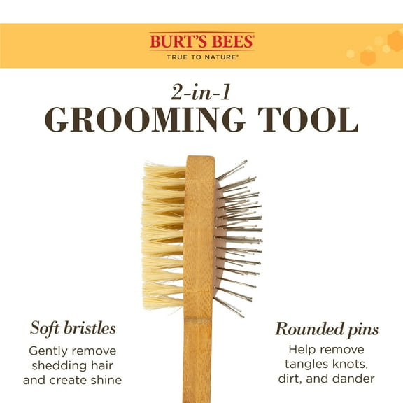 Burt's Bees For Pets Double Sided Pin & Hemp Bristle Dog Brush Best All-Purpose Dog Brush To Reduce Shedding