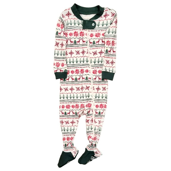 Burt's Bees Infant Boys White Christmas Animal Zip Up Sleeper Pajamas 6-9m