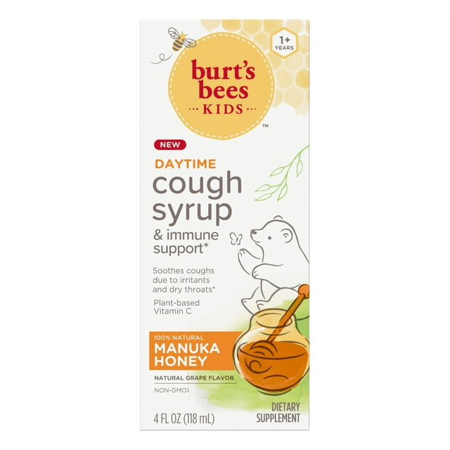 Burt's Bees Kids Daytime Cough Syrup and Immune Support, Natural Grape