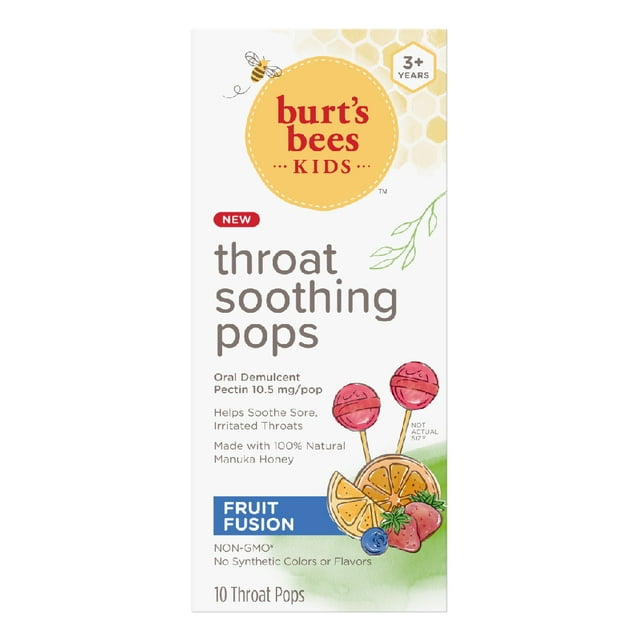 Burt's Bees Kids Throat Soothing Pops, Fruit Fusion, 10 Count