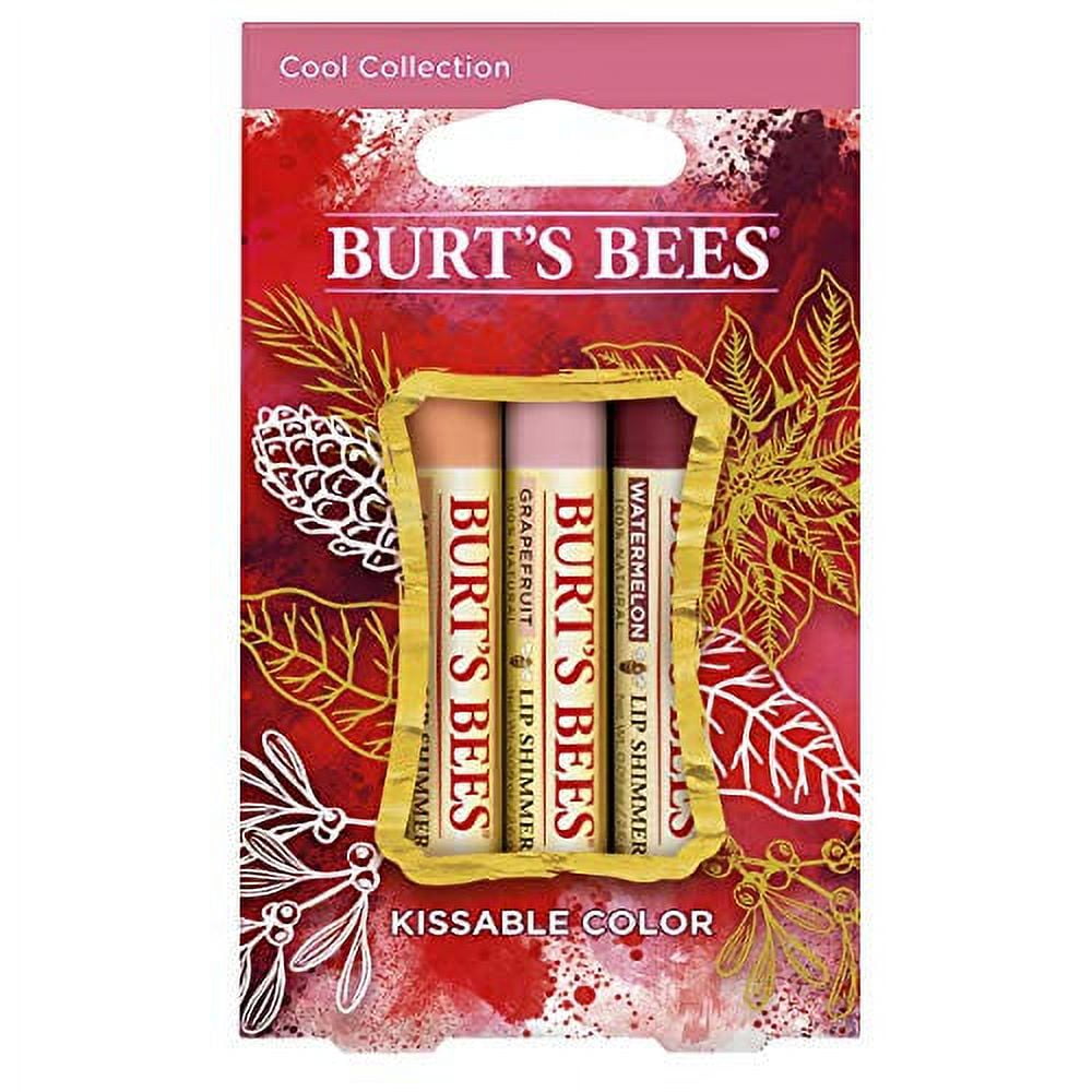 Burt's Bees Kissable Color Holiday Gift Set, 3 Lip Shimmers in Gift Box Cool Collection in