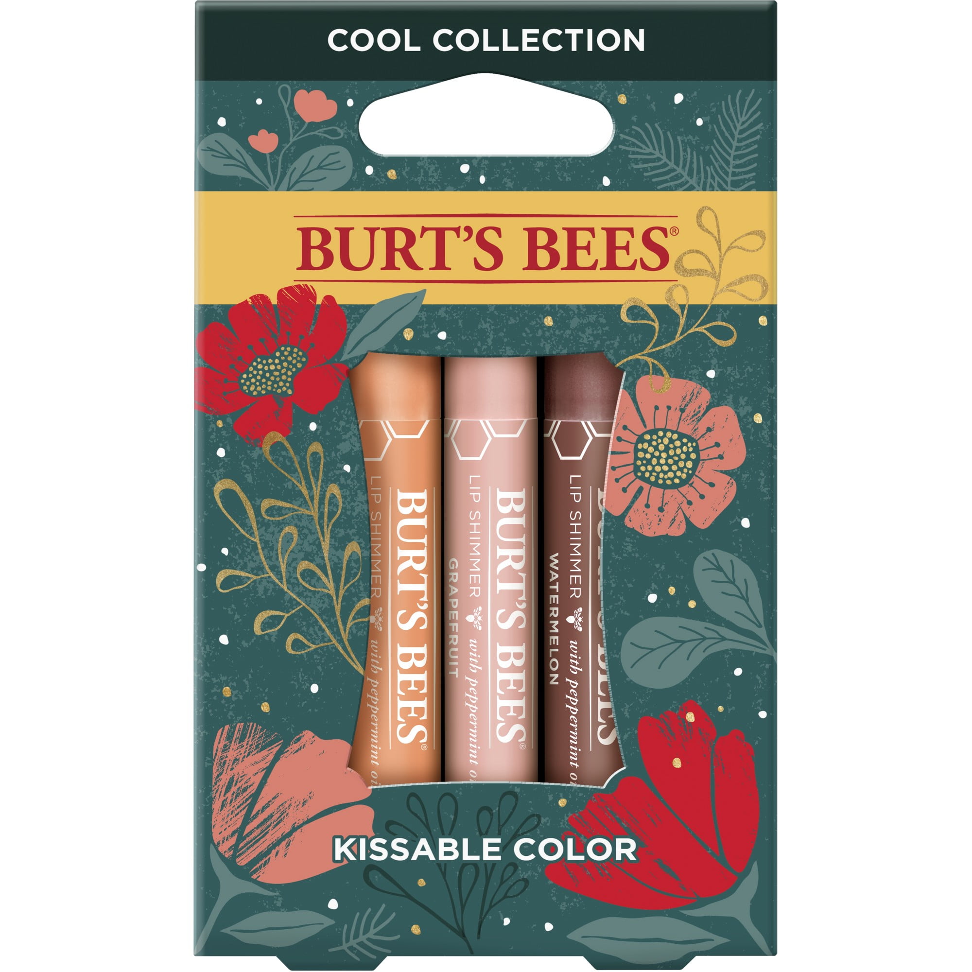 Burt's Bees Kissable Color Holiday Gift Set, Cool Collection, 3 Lip