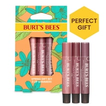 Burt's Bees Kissable Color Spring Gift Set, Petal Kisses, 3 Lip Shimmers in Peony, Fig and Ruhbarb