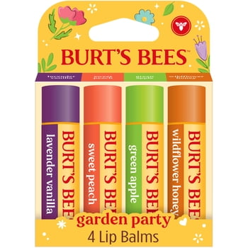 Burts Bees Garden Party Moisturizing Lip Balm 4-Pack, 0.15 Ounce Tubes