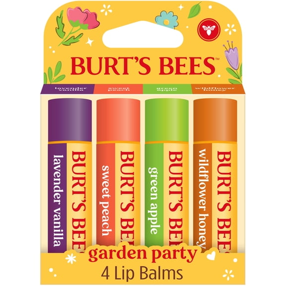 Burts Bees Garden Party Moisturizing Lip Balm 4-Pack, 0.15 Ounce Tubes