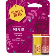Burt?s Bees Lip Balm Set, Holiday Minis, Rose, 2 Tubes, 0.049 oz
