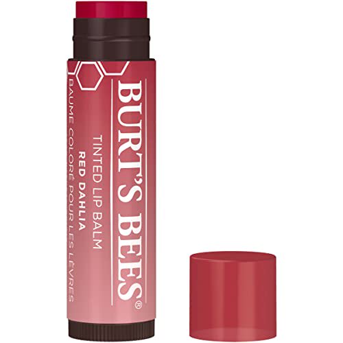 Burt's Bees Lip Balm, Tinted Moisturizing Lip Care for Women, 100% Natural, with Shea Butter, Red Dahlia (2 Pack)