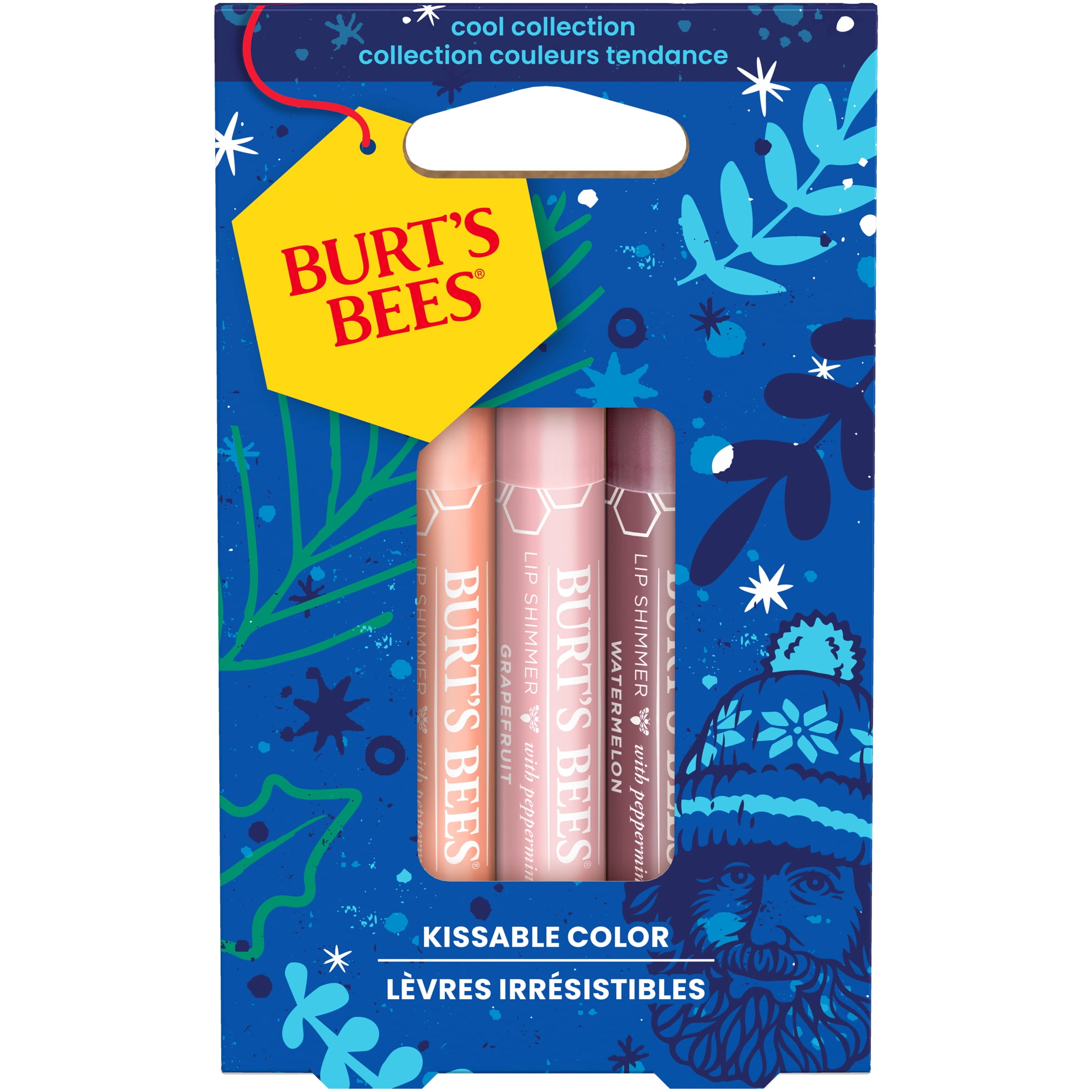 Burt's Bees Lip Shimmer Gift Set, Kissable Color, Cool Collection, 3