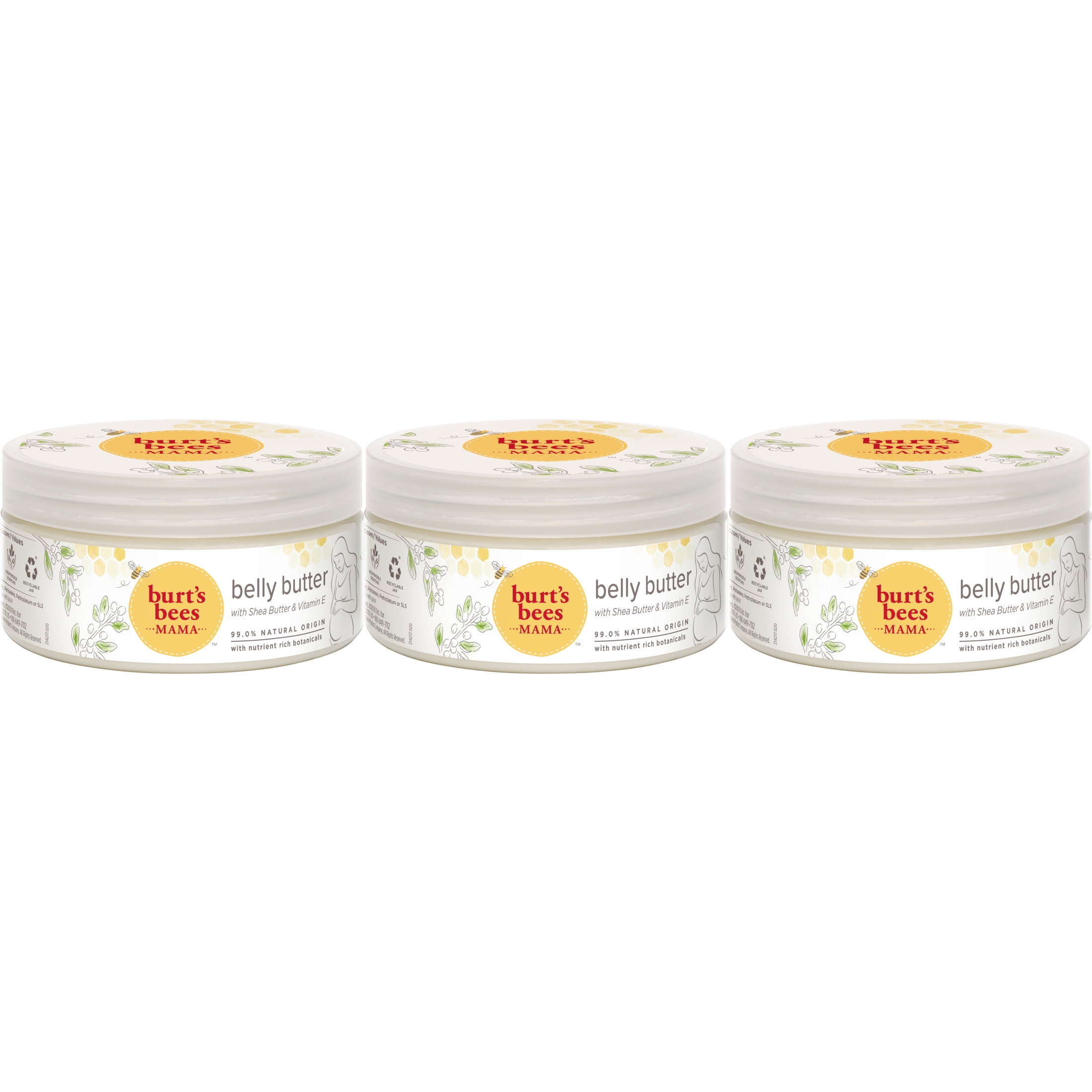 Burt's Bees Mama Belly Butter with Shea Butter and Vitamin E, 99.0% Natural Origin, Pack of 3